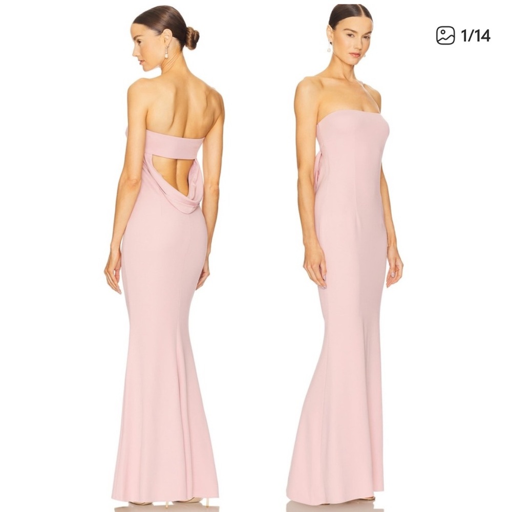Katie May Mary Kate Blush Strapless Drape-Back Mermaid Gown